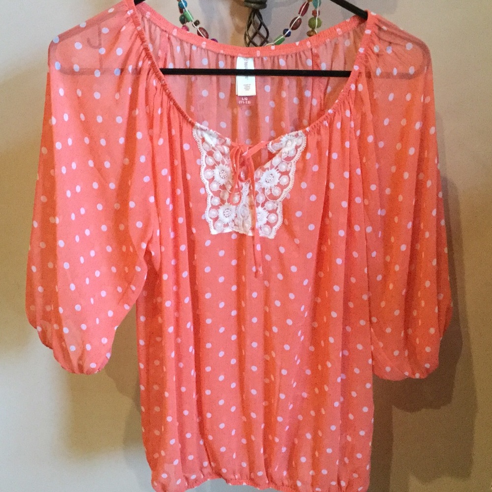 Polka dot sheer shirt